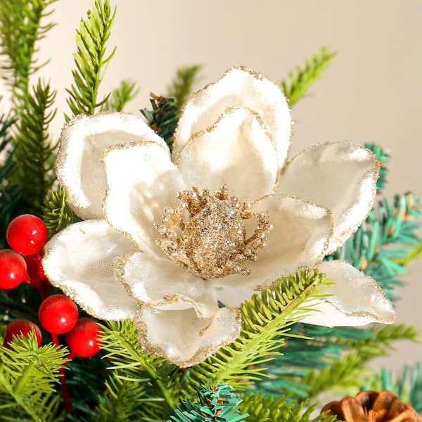 9.8 in. White Artificial poinsettia Flowers DK1869 - The Home Depot