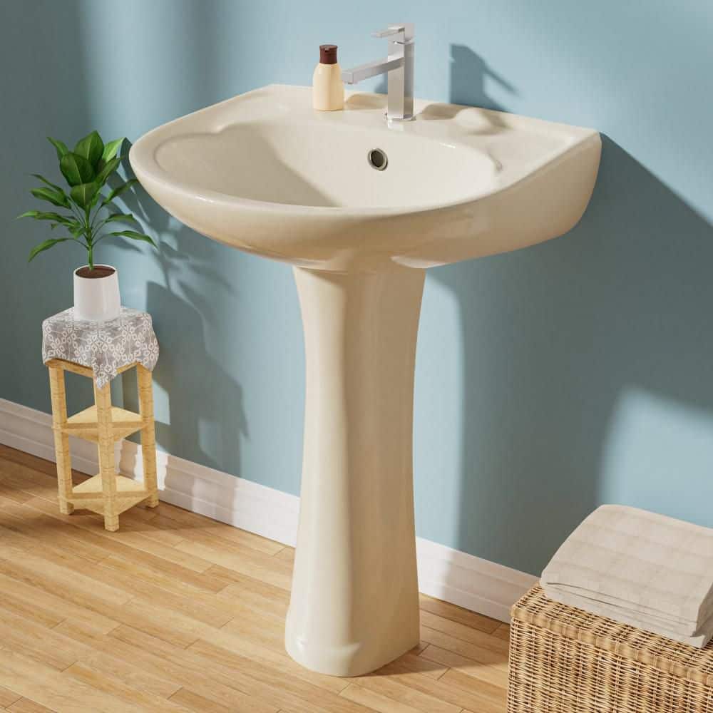 18.5 in. D x 21 in. W Pedestal Combo Novelty U-Shape Pedestal Bathroom Sink