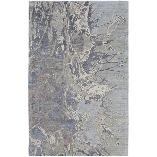 HomeRoots 5 ft. x 8 ft. Ivory, Taupe, Green Abstract Area Rug