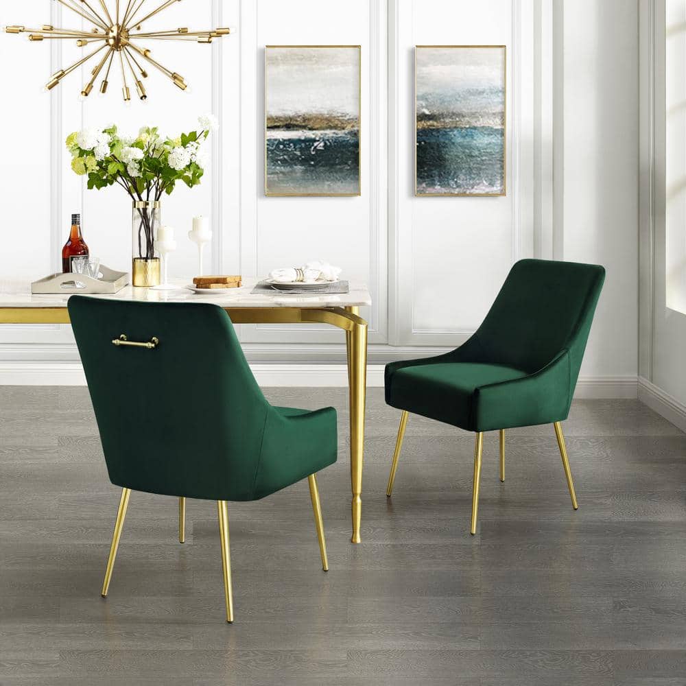 Inspired Home Capelli Emerald Gold, Gold Metal Dining Room Chairs