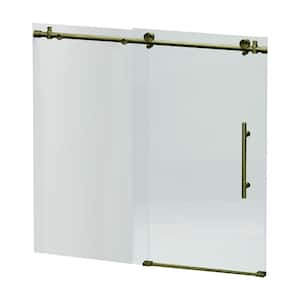 60 in. W x 60 in. H Sliding Tub Door in Gold Finish with Clear Glass