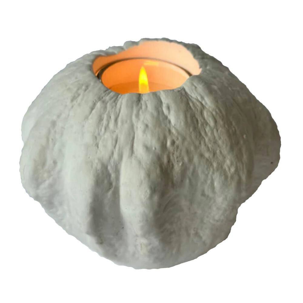 Studio White Gypsum 5.5 in. Dia x 4 in. H Gourd #6 Votive Candleholder Home