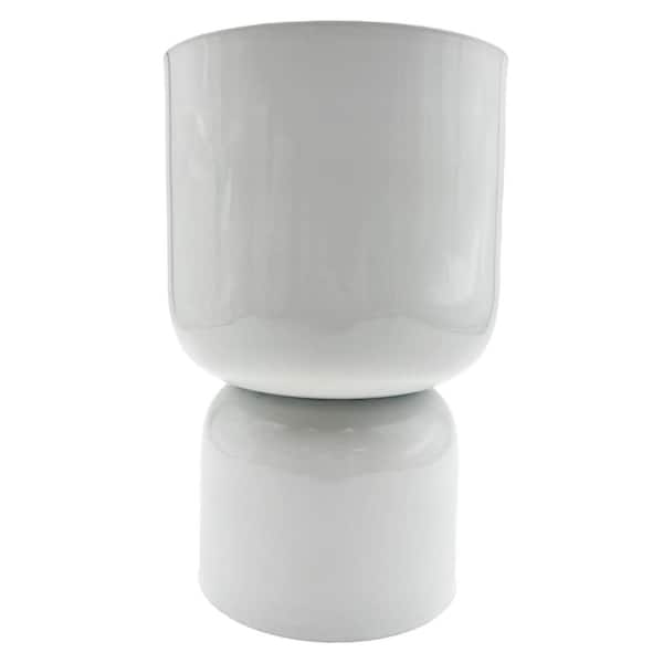 White 10 in. Decorative Cylinder Iron Aluminum Metal Round Beautiful Vase