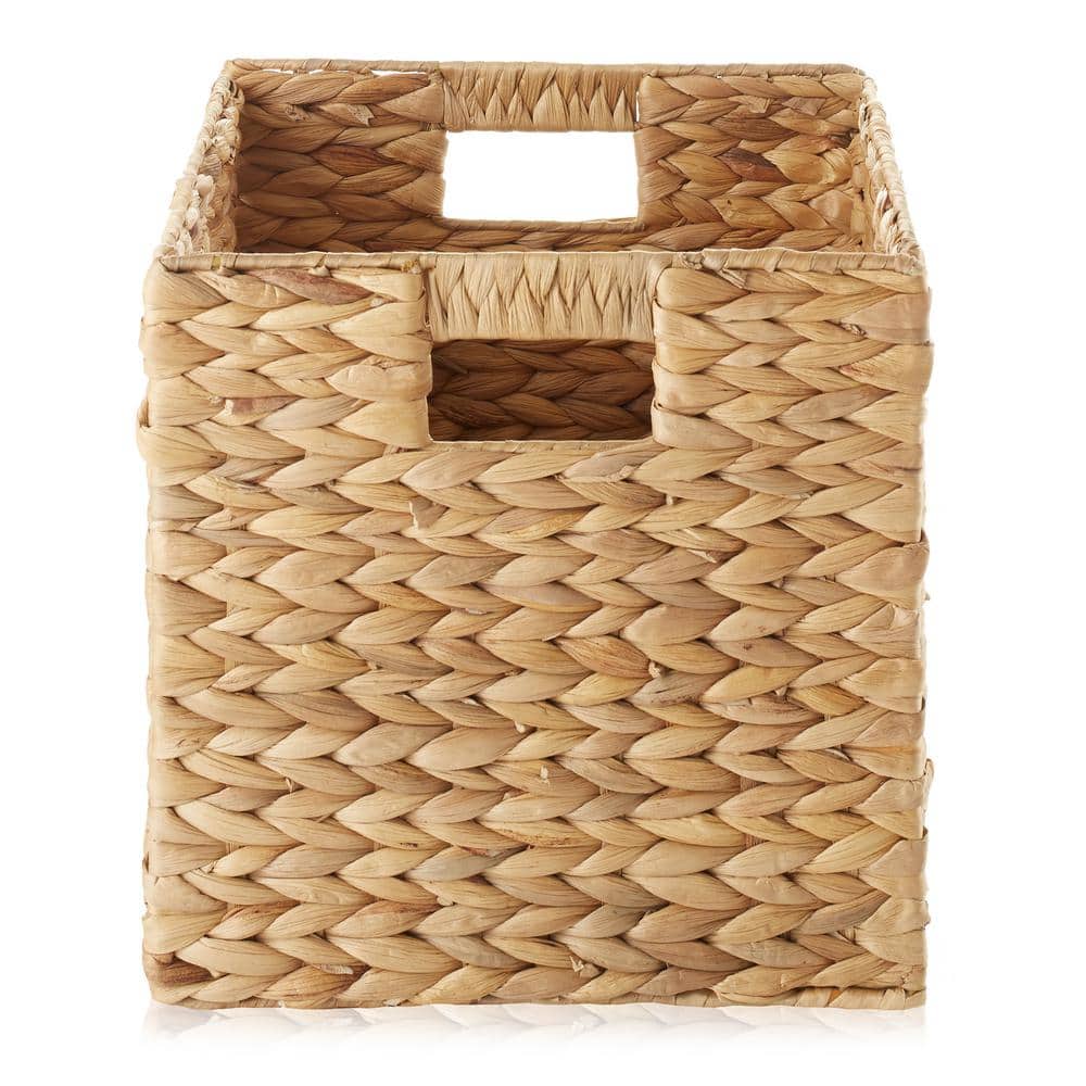 Natural Water Hyacinth Woven Storage Baskets with Handles, Set of 2