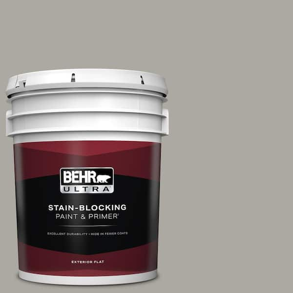 BEHR ULTRA 5 gal. #N360-3 Still Gray Flat Exterior Paint & Primer