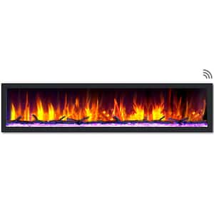 82 in. Cascade Flush-Mount LED Electric Fireplace in Black