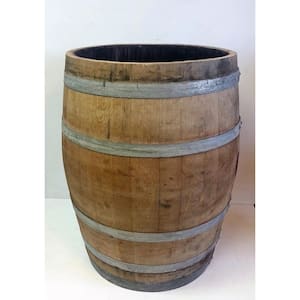 Natural 32 in. H and 27 in. W Oak Wine Barrel Planter