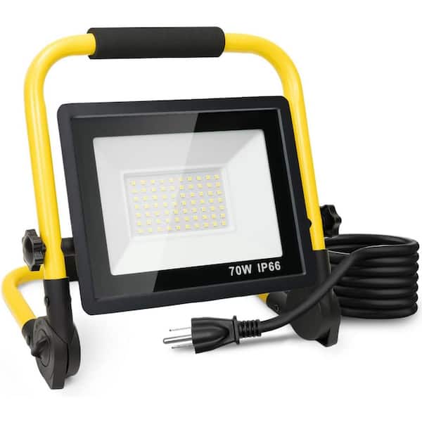 70W 10000 lumens Portable LED Work Lights, 6500K Daylight, IP66 Waterproof Adjustable Flood Light with Plug & 5 ft. Cord