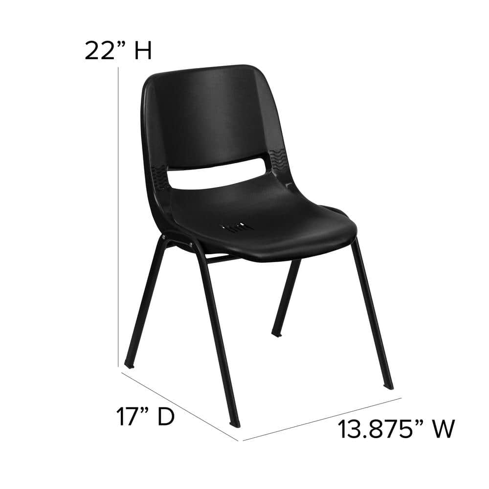 ErgoKids 440 lb Capacity Black Metal Stack Chair for Preschool