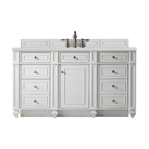 James Martin Vanities Bristol 60.0 in. W x 23.5 in. D x 34.0 in. H Bathroom Vanity in Bright White with Lime Delight Silestone Quartz Top