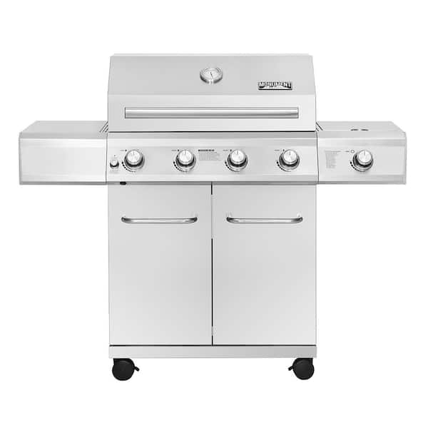 Monument Grills 4-Burner Propane Gas Grill in Stainless Steel with LED Controls and Burner 25392 The Home Depot