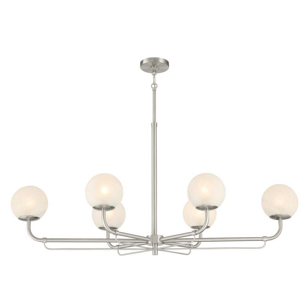 Whitehall 6-Light Brushed Nickel Modern Vintage Island Chandelier for Kitchen Island or Dining Room, No Bulbs Included price history on PriceWatchPro
