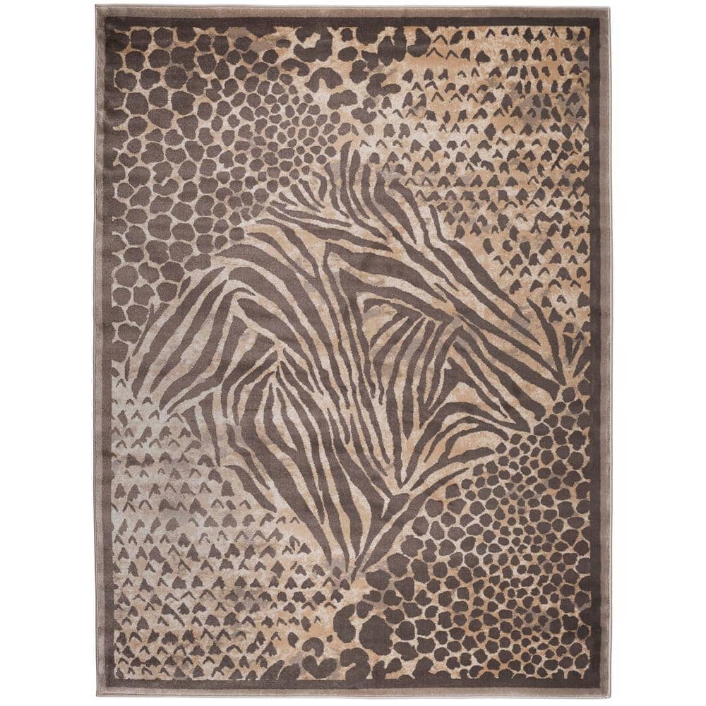 Garda Brown 5 ft. x 7 ft. Animal Print Area Rug