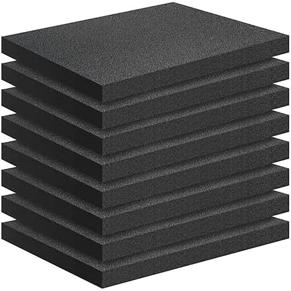 Unbranded 8 PCS Black Foam Padding 16x12x1 Inch Polyurethane High Density Foam for Packing Cases Crafts Cushion Inserts