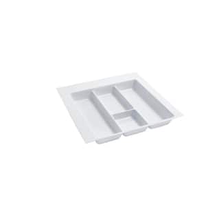 2.38 in. H x 21.87 in. W x 21.25 in. D Extra Large Glossy White Cutlery Tray Drawer Insert