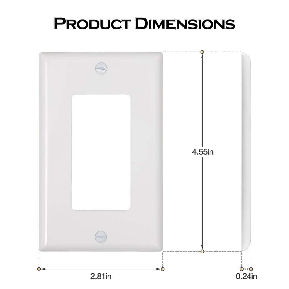 White Rectangular Plastic 1-Gang Decorator Wall Plate