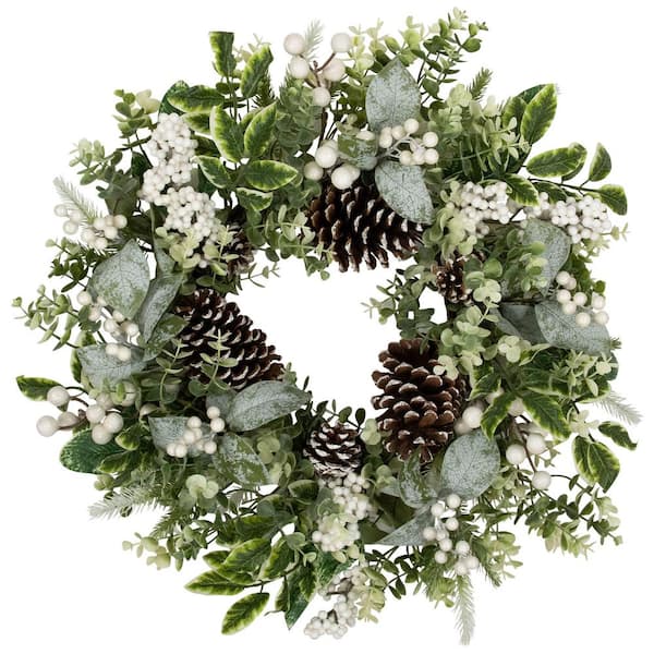 24 in. Unlit Real Touch️ Frosted Pinecones and Berries Artificial Christmas Wreath