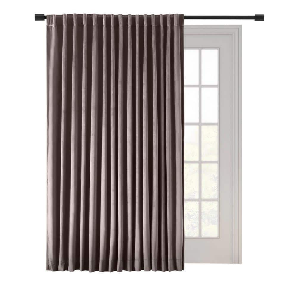 RICARDO Premium Velvet Mauve Solid 100 in. W x 84 in. L Rod Pocket With ...