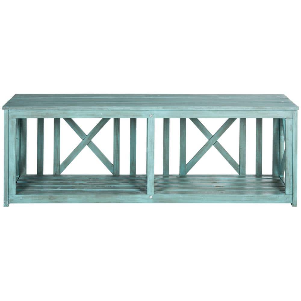 Branco 51.2 in. 2-Person Beach House Blue Acacia Wood Outdoor Bench price history on PriceWatchPro