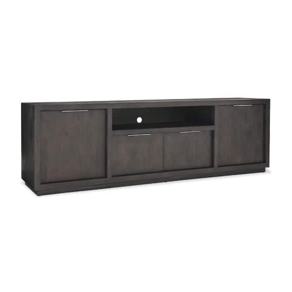 Benjara 84 in. Gray Wood TV Stand Fits TVs up to 75 in. with 4-Cabinets