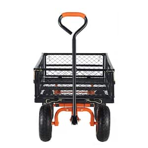 Dump Cart 3.2 cu. ft. Metal Garden Cart Frame Dump Wagon with 2 in 1-Convertible Handle