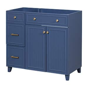 35.4 in. W x 17.8 in. D x 33.3 in. H Bath Vanity Cabinet without Top with 2 Soft Close Doors and Drawers in Navy Blue