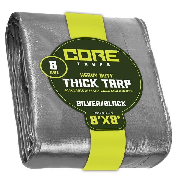 Xpose Safety 6x8 Heavy Duty Poly Tarp – Silver/Black, Waterproof, UV Protected, Rot Resistant