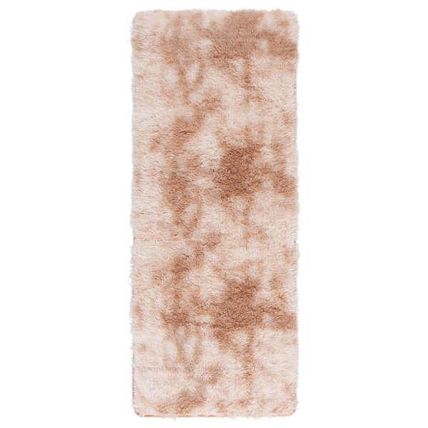 Rainbow Shag 2 ft. x 6 ft. Beige Abstract Solid Runner Rug