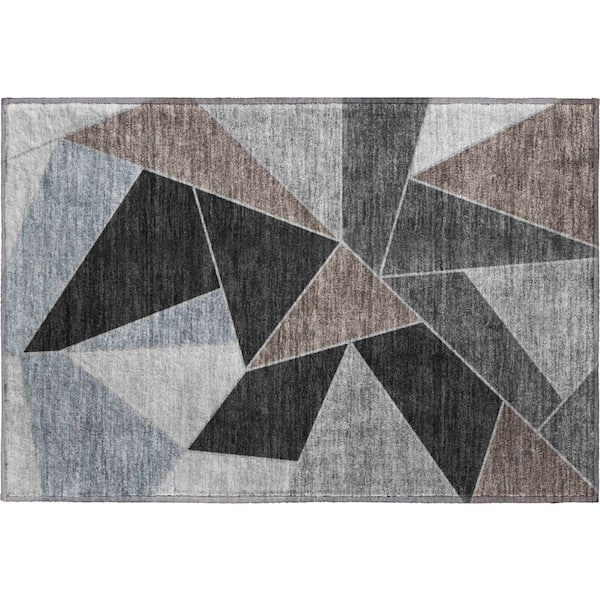 Addison Rugs Mayfield Premium Machine Washable Indoor/Outdoor Geometric AMF636 Chocolate 1 ft. 8 in. x 2 ft. 6 in. Area Rug