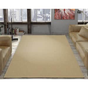 Jardin Collection Solid Design 5x7 Non Shedding Indoor/Outdoor Area Rug, 5 ft. 3 in. x 6 ft. 11 in., Cream