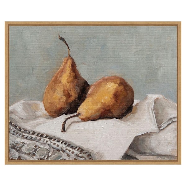 Pair of Pears II by Marian Parsons 28 in. W x 23 in. H. Canvas Wall Art Print Framed in Brown
