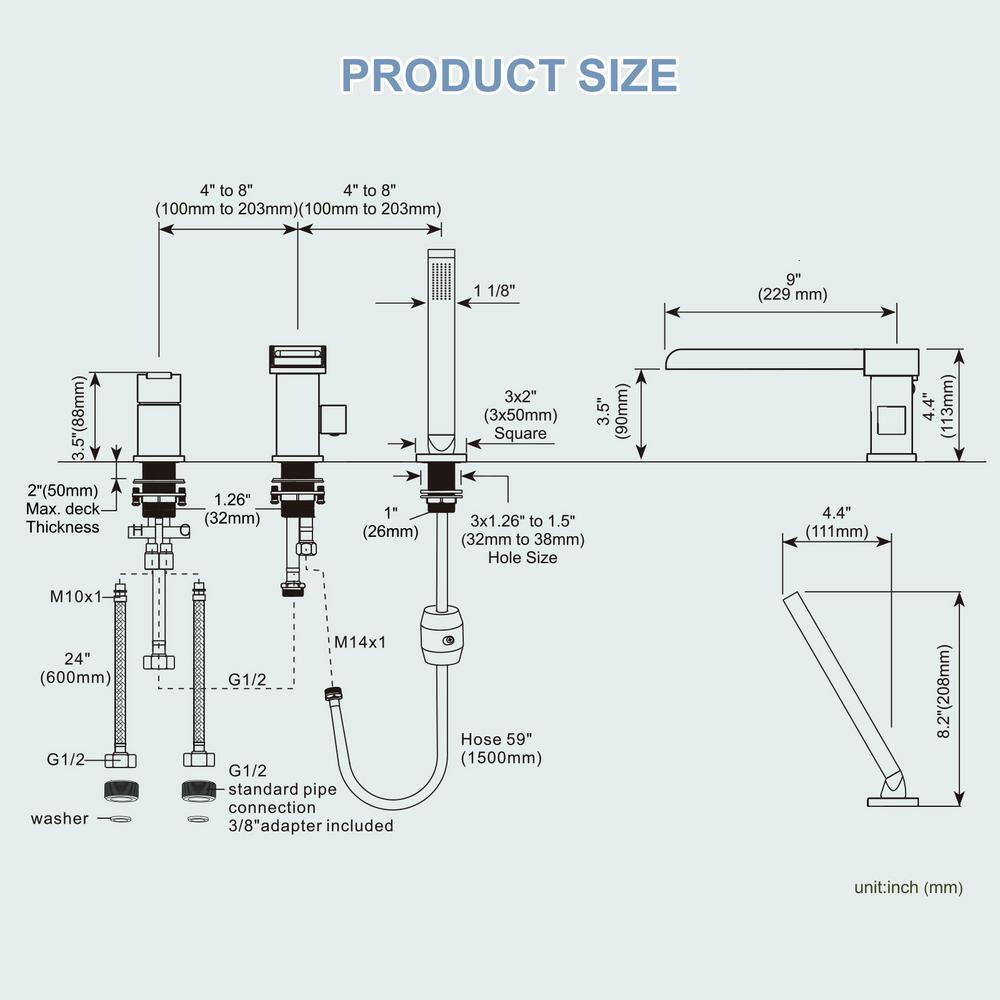 Oil Rubbed Bronze Waterfall Tub Faucet with Hand Shower