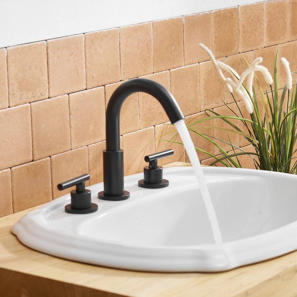 Matte Black 8-Inch Widespread Double Handle Bathroom Faucet