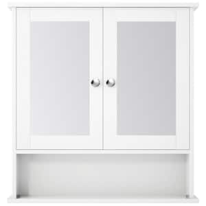 22 in. W x 23 in. H Rectangular White MDF Surface Mount Medicine Cabinet with Mirror