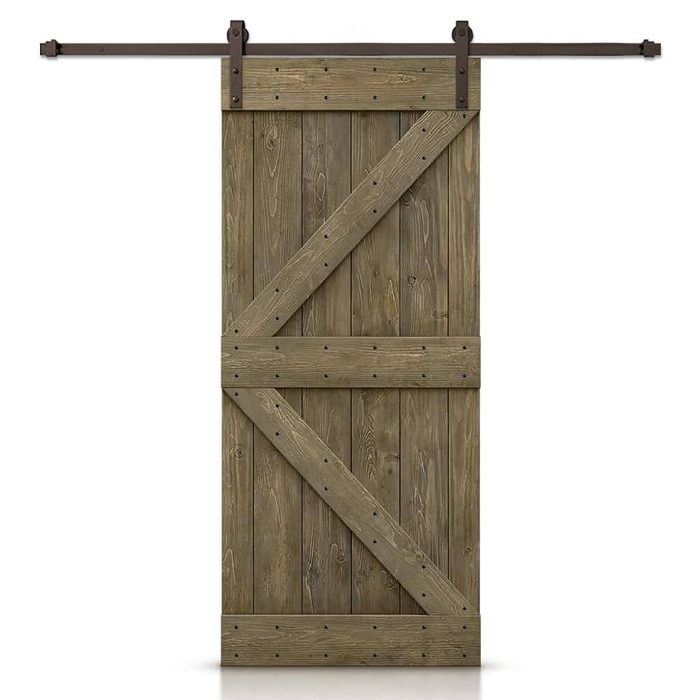22 in. x 80 in. K Series Solid Core Aged Barrel Stained DIY Wood Interior Sliding Barn Door with Hardware Kit price history on PriceWatchPro