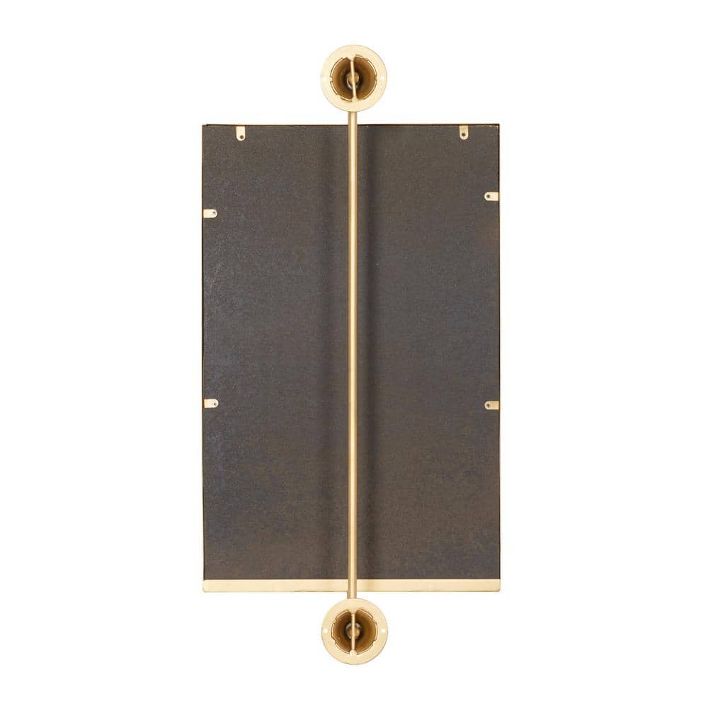 Rustic Gold & Wood Rectangular Wall Mirror 14" x 28"