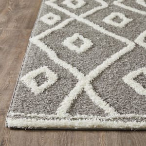 Vemoa Avonako Gray 9 ft. 10 in. x 12 ft. 10 in. Geometric Polyester Area Rug