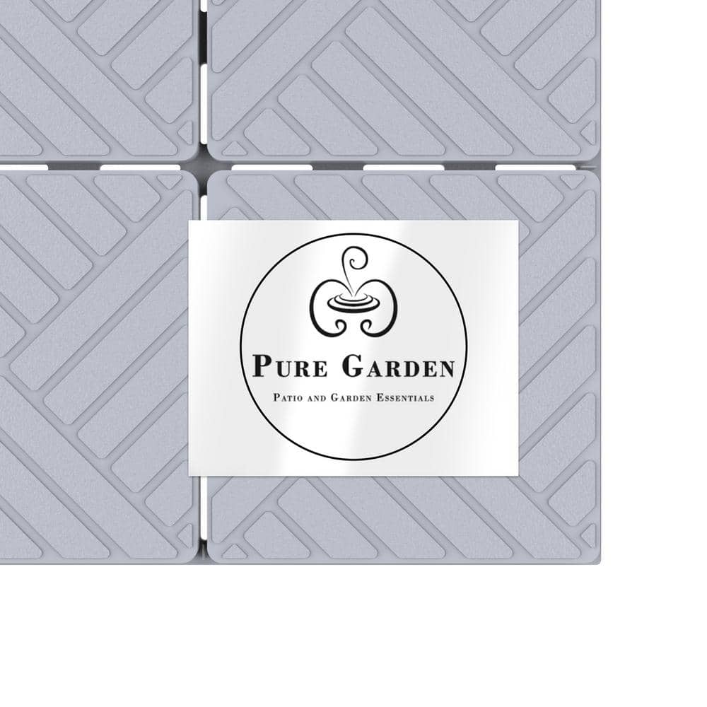 Gray Polypropylene Interlocking Outdoor Deck Tiles 12" x 12" Set