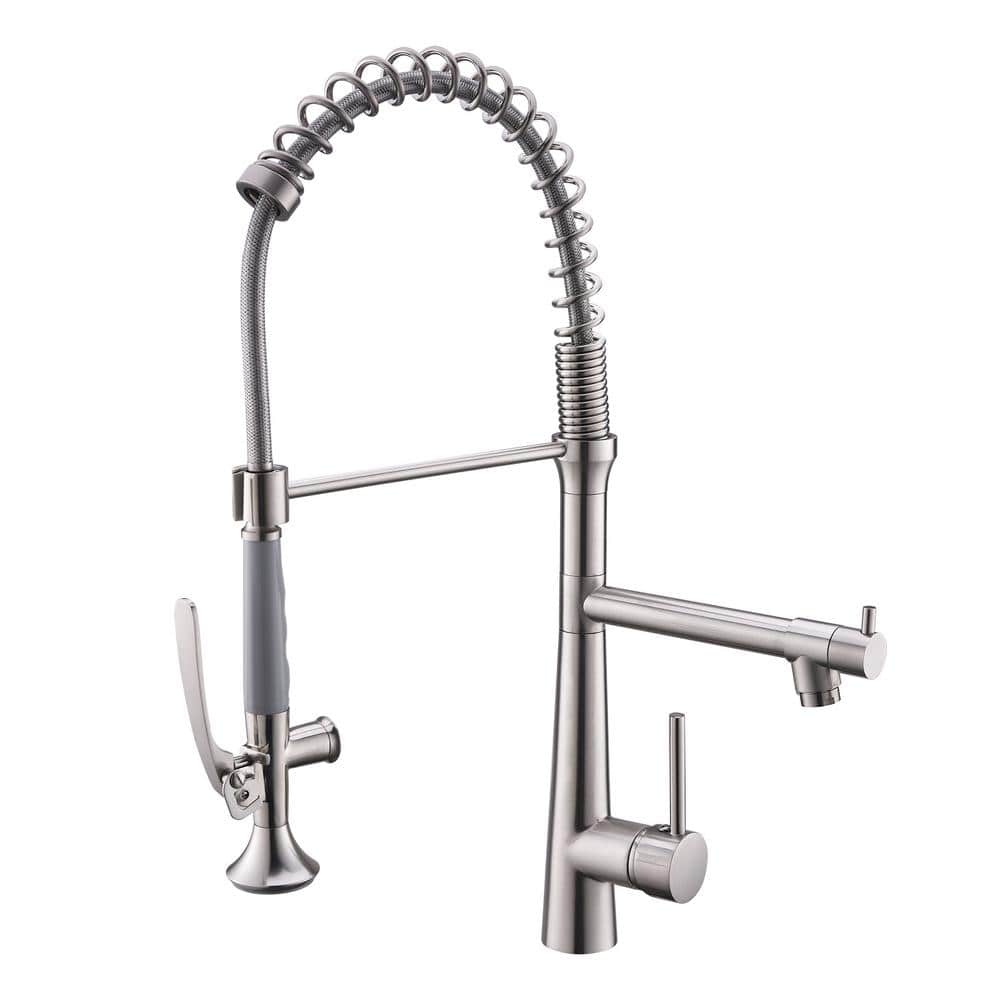 Commercial Single Handle Pull Down Sprayer Kitchen Faucet with Modern Sprin