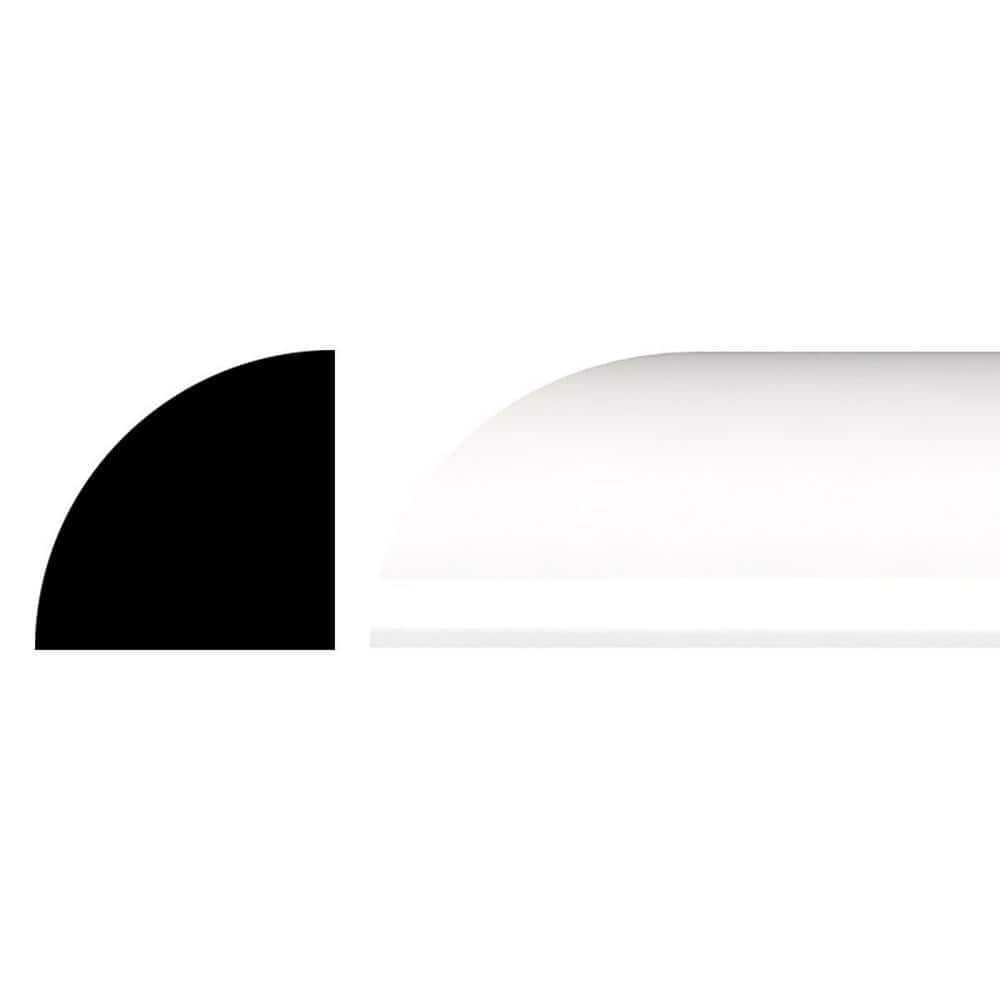 White PVC Quarter Round Moulding, 0.75" x 96"
