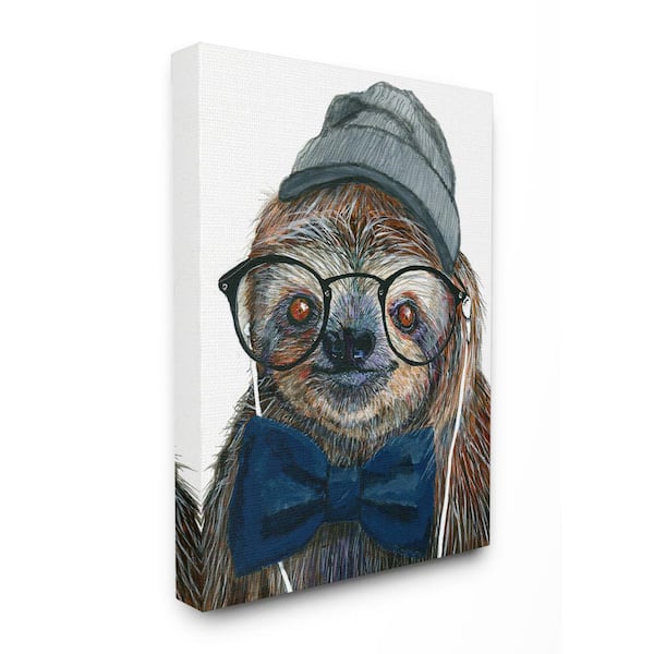 Stupell Industries "Modern Sloth Funny Animal Portrait Drawing" by Melissa Symons Canvas Wall Art 48 in. x 36 in.