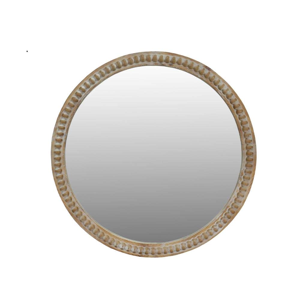 Brown 35.43 in. W x 35.43 in. H Farmhouse Distressed Round Framed Mirror price history on PriceWatchPro