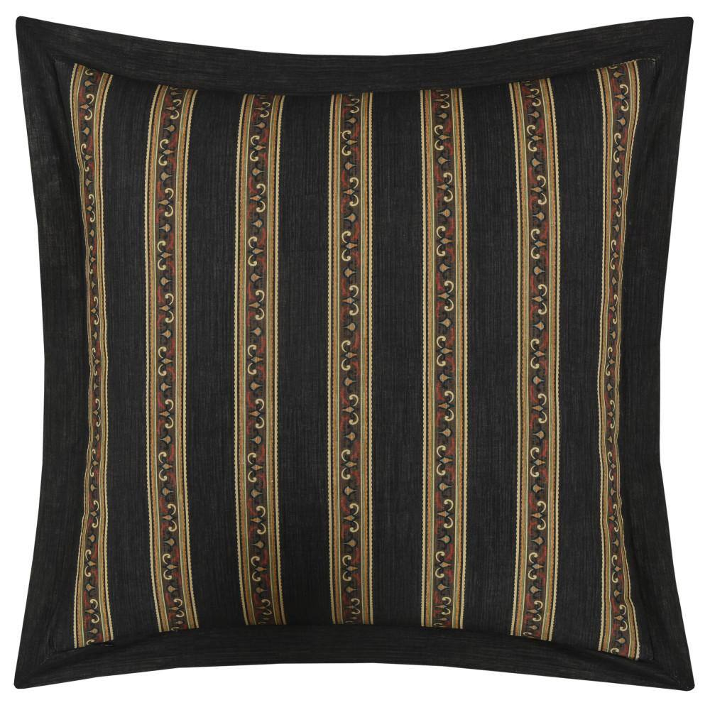 Black Cotton Euro Sham with Embellished Edge