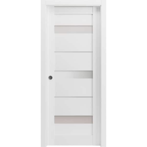 Sartodoors 18 in. x 96 in. 1 Panel White Finished MDF Sliding Door with Hardware