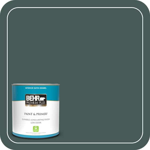 BEHR PREMIUM PLUS 1 qt. #MQ6-09 Hostaleaf Satin Enamel Low Odor Interior Paint & Primer