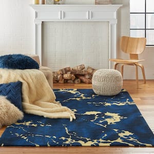 Symmetry Navy 4 ft. x 6 ft. Abstract Contemporary Area Rug