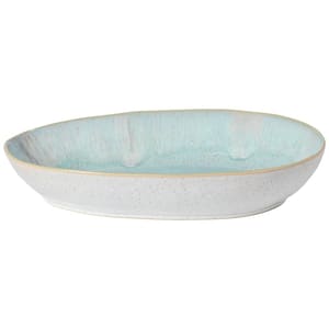 Eivissa 14 in. 65 fl. oz. Sea Blue Oval Stoneware Baker