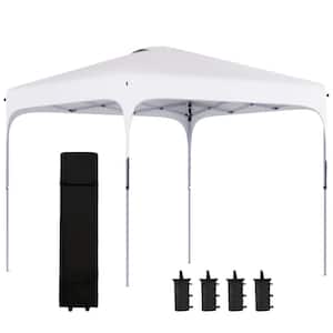 10 ft. x 10 ft. Pop Up White Canopy, Foldable Gazebo Tent with Carry Bag with Wheels and 4 Leg Weight Bags
