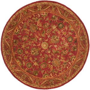 Antiquity Red 6 ft. x 6 ft. Round Border Area Rug