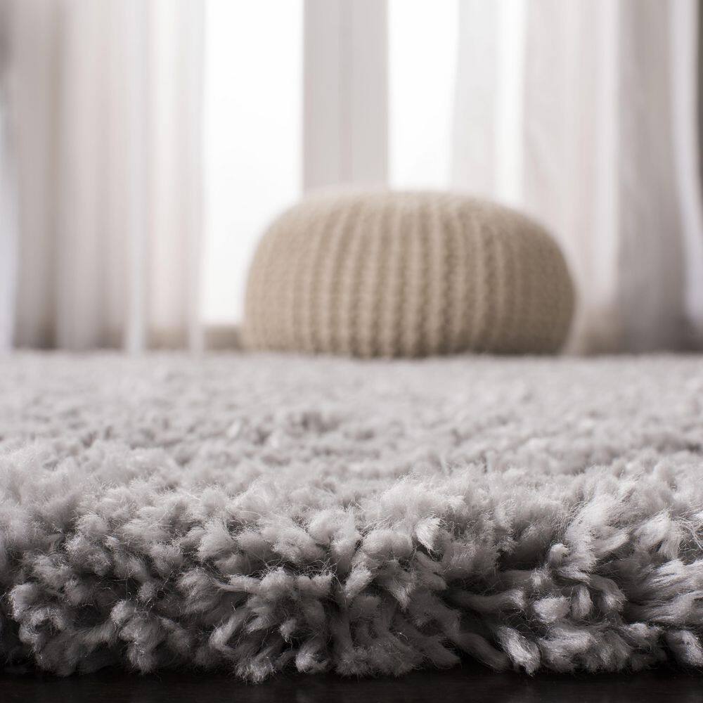 Luxe Plush Gray Shag Area Rug, Synthetic Easy Care, 4' x 6'